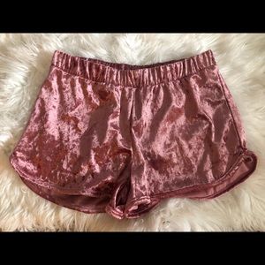Pink velvet shorts
